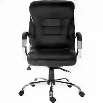 Premium Black Bonded Leather Chrome Swivel Office Chair